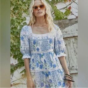 Hunter Bell New York Blue Tiered, Paisley Maxi Dress